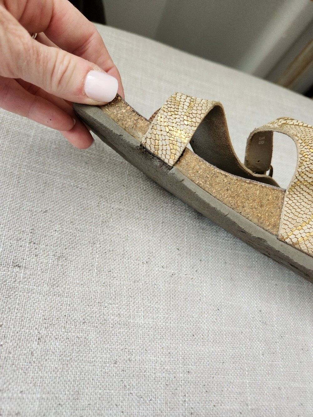 Mephisto Leather Gold Snake Slide Sandal "Helen" 38 7.5-8 Birkenstock Style - Picture 10 of 12